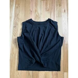 Gap Black Cotton Twist Front Muscle Tee Tank Top Ribbed Crew Neck (size XS)